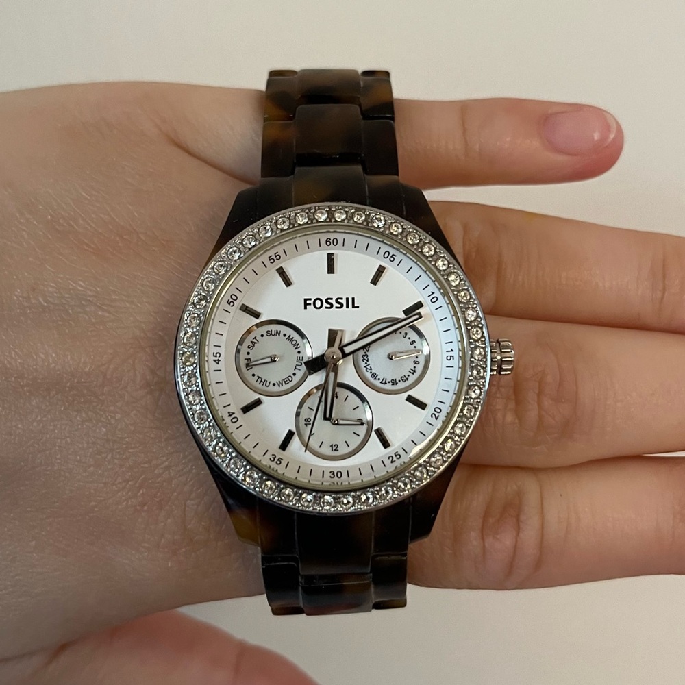 Fossil Stella multifunction tortoise acrylic watch